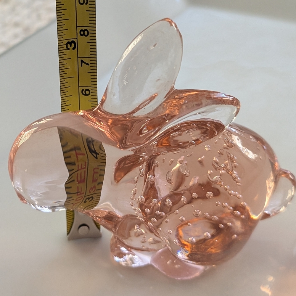 Pink Fenton Glass Bunny Paperweight Figure. Hand Blown Glass Bunny Rabbit - Picture 5 of 7
